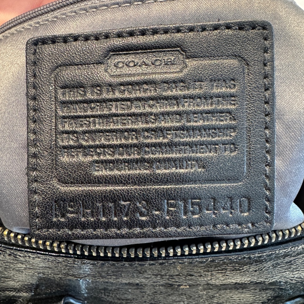 Coach Signature C Satchel Handbag Black Gray Leather Trim Shoulder Strap - Picture 2 of 6